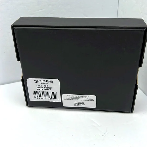 TRUE RELIGION MENS WALLET, ALL LEATHER, BROWN COLOR, WITH RFID PROTECTION - Picture 13 of 14